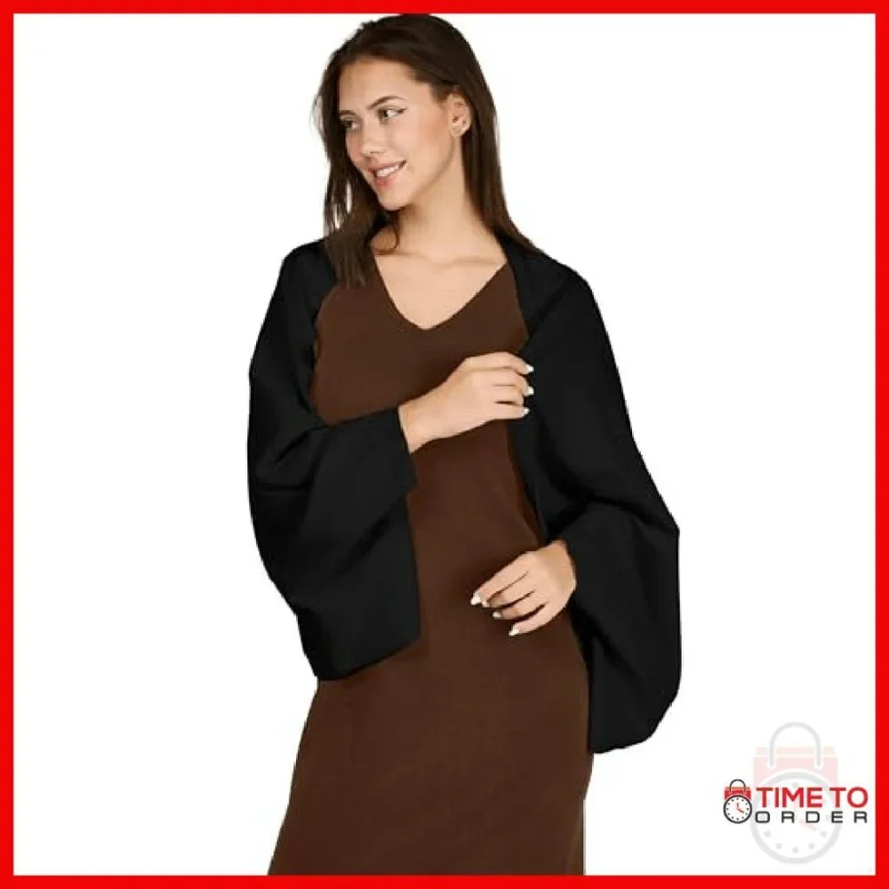 Soft Knitted Shawl Wrap With Sleeves - Versatile 4-Way Wear